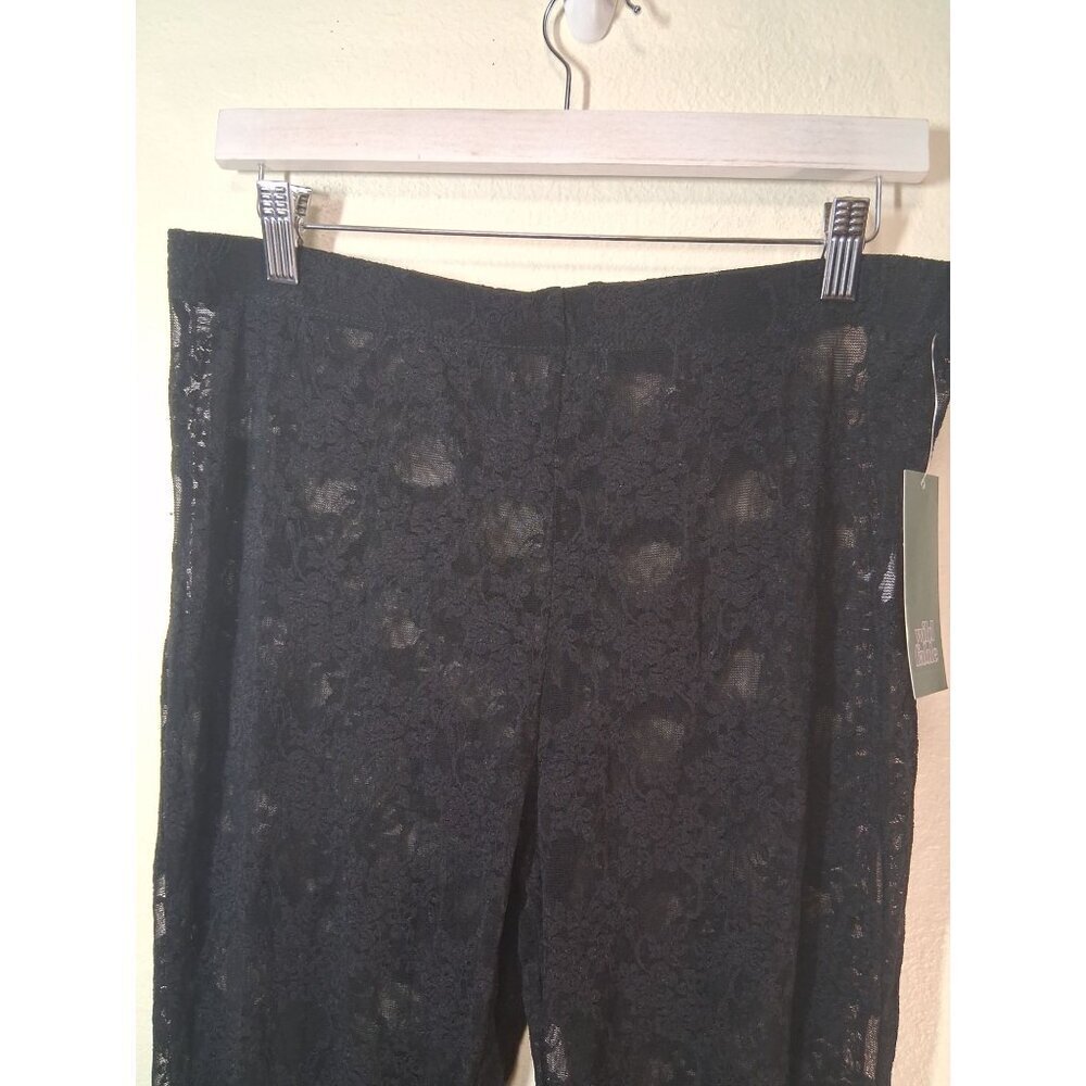 NWT Wild Fable Lace Pants Boho Sheer Cottage Casual Floral Black Size Large - Picture 2 of 7